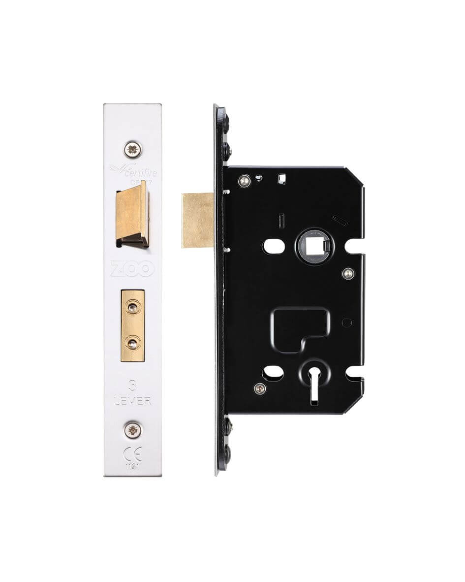 67.5mm Satin Stainless Steel (SSS) 3 Lever Mortice Sash Lock