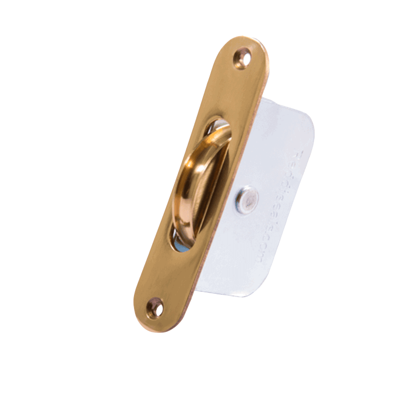 Polished Brass Heavy Duty Ball Bearing Sash Pulley Radius Face Plate (57mm Diameter Wheel)