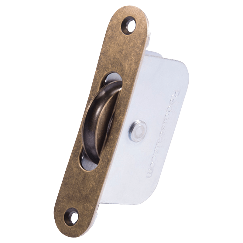 Antique Brass Heavy Duty Ball Bearing Sash Pulley Radius Face Plate (57mm Diameter Wheel)