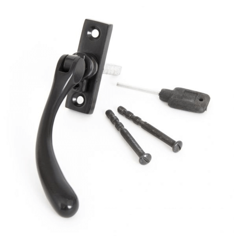 RH Black Slimline Peardrop Locking Espagnolette Window Handle