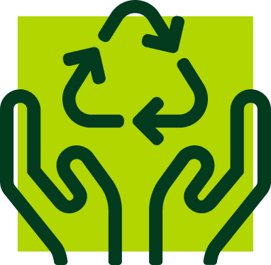Open hands with recycling logo