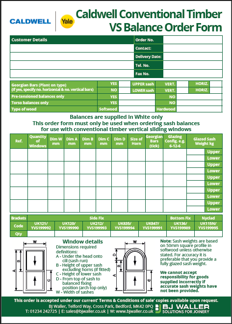 Caldwell VS Balance Order Form